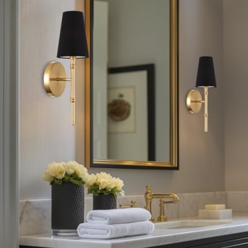 Kira Home Torche II Stylish Wall Sconce in Black & Brass