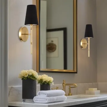 Kira Home Torche II Stylish Wall Sconce in Black & Brass