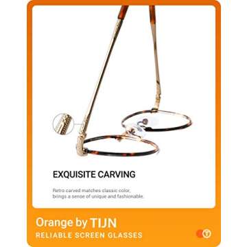 TIJN Retro Round Eyewear Blue Light Blocking Eyeglasses Anti Eye Fatigue Eye Strain