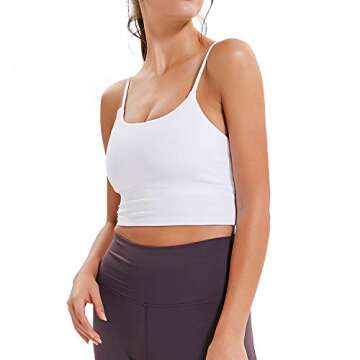 sportsnew Women Yoga Tank Tops Padded Sports Bra Workout Fitness Running Crop Top White, Small