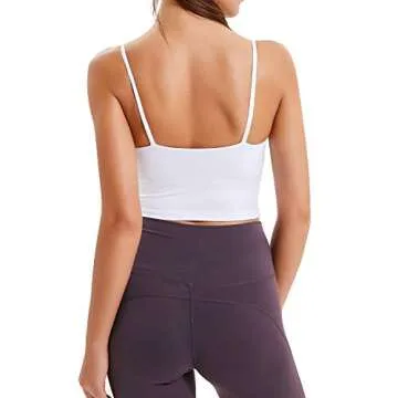 sportsnew Women Yoga Tank Tops Padded Sports Bra Workout Fitness Running Crop Top White, Small