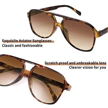 FEISEDY Vintage Retro 70s Plastic Aviator Sunglasses Women Men Classic Large Squared Frame B2751