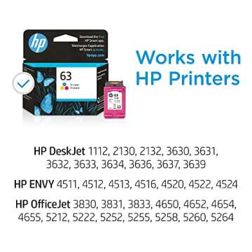 Original HP 63 Tri-color Ink Cartridge | Works with HP DeskJet 1112, 2130, 3630 Series; HP ENVY 4510...