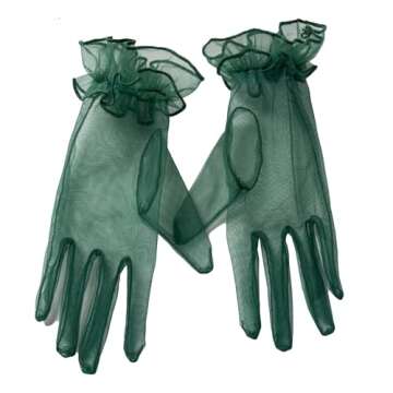 changyexi Mesh Lace Gloves Costume, Sheer Short Opera Gloves, Tea Party Women Formal Dress Tulle Net...