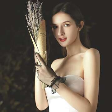 changyexi Mesh Lace Gloves Costume, Sheer Short Opera Gloves, Tea Party Women Formal Dress Tulle Net Gloves Wedding (blackish green, One size)