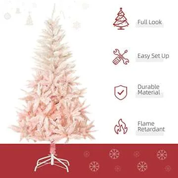 HOMCOM 7ft Pink Artificial Christmas Tree - Stylish Decor