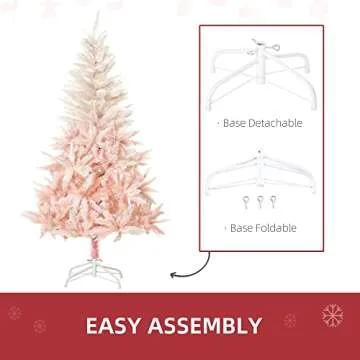 HOMCOM 7ft Pink Artificial Christmas Tree - Stylish Decor