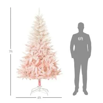 HOMCOM 7ft Pink Artificial Christmas Tree - Stylish Decor