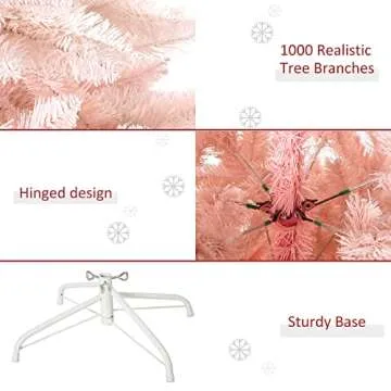 HOMCOM 7ft Pink Artificial Christmas Tree - Stylish Decor