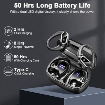 50Hrs Playtime Wireless Sport Earbuds with ENC Mic