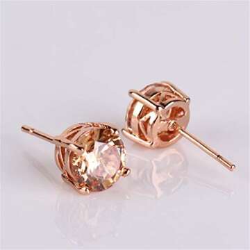 GULICX Rose Gold Tone Yellow Crystal Royal Journey Jewelry Eternity Stud Earring