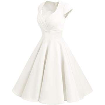 Bbonlinedress Vintage White Wedding Dress for Women 1950s Retro Formal Summer Cocktail Swing Party D...