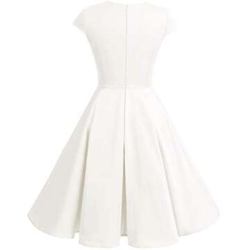 Bbonlinedress Vintage White Wedding Dress for Women 1950s Retro Formal Summer Cocktail Swing Party Dress Off White XL