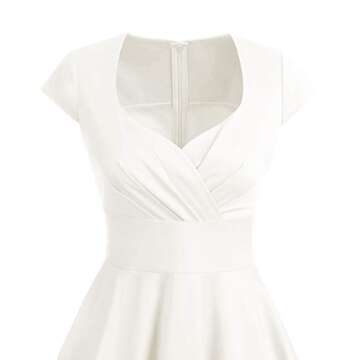 Bbonlinedress Vintage White Wedding Dress for Women 1950s Retro Formal Summer Cocktail Swing Party Dress Off White XL