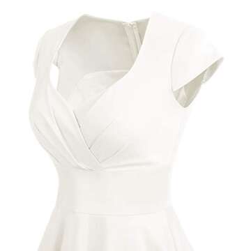 Bbonlinedress Vintage White Wedding Dress for Women 1950s Retro Formal Summer Cocktail Swing Party Dress Off White XL