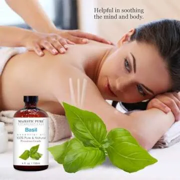 MAJESTIC PURE Basil Essential Oil | 100% Pure and Natural Basil Oil | Premium Grade Essential Oils f...
