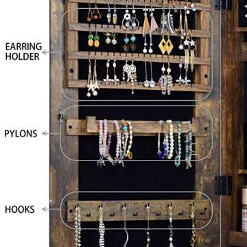 QUANYOU LED Lockable Jewelry Organizer with Mirror