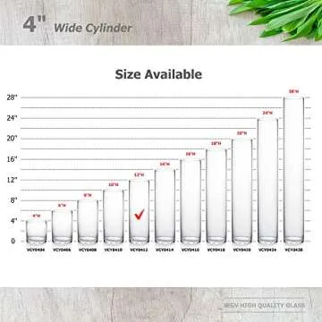 WGVI Quality Thick Weighted Clear Cylinder Glass Vases, 4" W x 12" H, Flower Arrangement Floating Candle Holders Wedding Centerpieces Terrarium Planter Floral Countertop Storage Container, 1 Piece