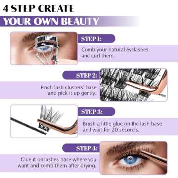 B&Qaugen Lash Clusters 72 PCS Individual Lashes 10-16mm B&Q Eyelash C D Curl Mixed Cluster Extensions Natural Wispy Beginner Reusable Extension Lasting Lash(FD-DV02-MIX)