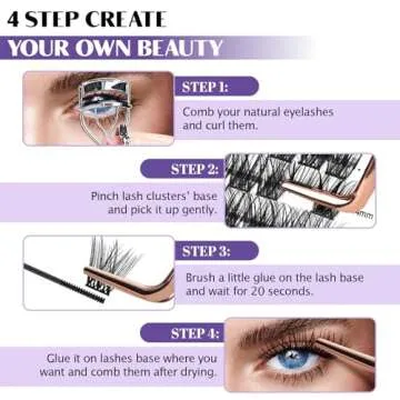 B&Qaugen Lash Clusters 72 PCS Individual Lashes 10-16mm B&Q Eyelash C D Curl Mixed Cluster Extensions Natural Wispy Beginner Reusable Extension Lasting Lash(FD-DV02-MIX)