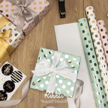 Ribli Polka Dots Birthday Wrapping Paper Set - 3 Rolls