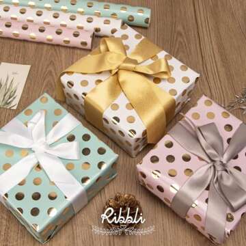 Ribli Polka Dots Birthday Wrapping Paper Set - 3 Rolls