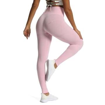 Aoxjox Workout Seamless Leggings for Women Smile Contour High Waisted Gym Yoga Pants Tights 26” (Lilac Pink Marl, X-Small)