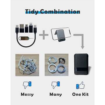 Yinow USB Type C to C Charging and Data Transfer Cable with 3 Adapters Combination Set in Credit Card Size Case, 1pc
