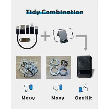 Yinow USB Type C to C Charging and Data Transfer Cable with 3 Adapters Combination Set in Credit Card Size Case, 1pc