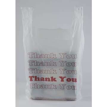 SSWBasics White Thank You Bags Case of 1000-11 ½” x 6" x 21" - Thickness .48mil HDPE- Standard Supermarket Size, Perfect for Grocery, Retail, Convenience Stores, Take-Out and Home Use