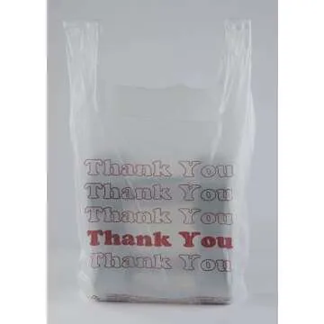 SSWBasics White Thank You Bags Case of 1000-11 ½” x 6" x 21" - Thickness .48mil HDPE- Standard Supermarket Size, Perfect for Grocery, Retail, Convenience Stores, Take-Out and Home Use