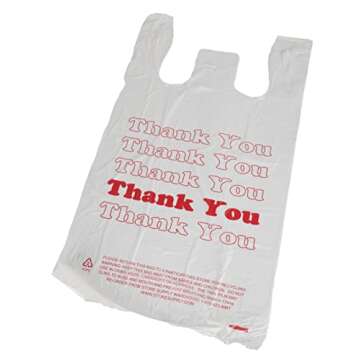 SSWBasics White Thank You Bags Case of 1000-11 ½” x 6" x 21" - Thickness .48mil HDPE- Standard Supermarket Size, Perfect for Grocery, Retail, Convenience Stores, Take-Out and Home Use