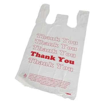 SSWBasics White Thank You Bags Case of 1000-11 ½” x 6" x 21" - Thickness .48mil HDPE- Standard Supermarket Size, Perfect for Grocery, Retail, Convenience Stores, Take-Out and Home Use