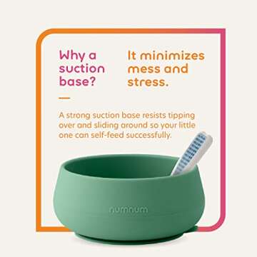 NumNum Suction Bowls for Babies & Toddlers, Extra Strong Non-Slip Suction, 100% Food-Grade Silicone, BPA-Free, Microwave & Dishwasher Safe, Baby-Led Weaning Bowls for 4+ Months & GOOtenils Green
