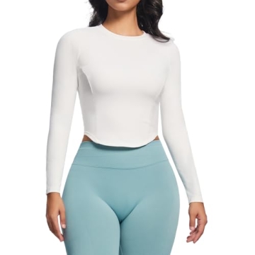 Stylish Aoxjox Long Sleeve Workout Crop Top for Women