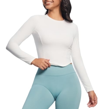 Stylish Aoxjox Long Sleeve Workout Crop Top for Women