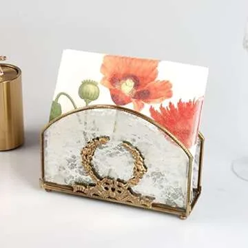 lesermoorer Alloy Napkin Holder,Modern Fashion style luxury Napkin Holder for Tables, Dining, Picnic Table, Home Decor, Modern, Celebration Party Napkin Holder (Copper)