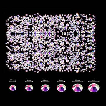2000 Pieces Flat Back Gems Round Crystal Rhinestones 6 Sizes (1.5-6 mm) with Pick Up Tweezer and Rhi...