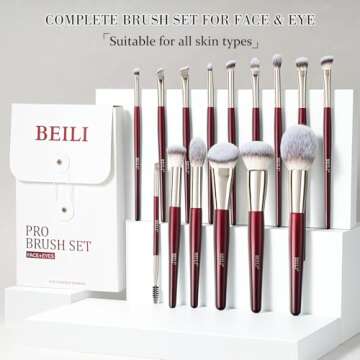 BEILI 15Pcs Premium Makeup Brush Set for All Skin Types