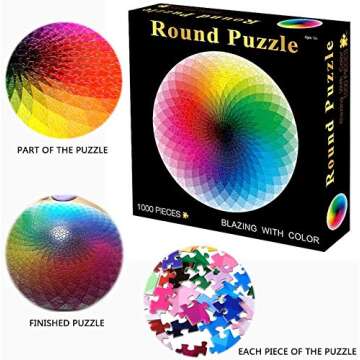 Puzzles for Adults 1000 Piece Jigsaw Puzzles Rainbow Gradient Color Large Round Puzzles