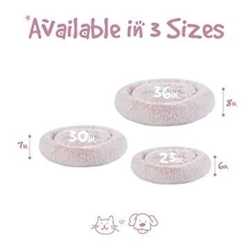 Friends Forever Donut Dog Bed Faux Fur Fluffy Calming Sofa For Small Dogs, Soft & Plush Anti Anxiety Pet Couch For Dogs, Machine Washable Coco Pet Bed with Non-Slip Bottom, 23"x23"x6" Pink