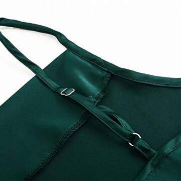 Miessial Women's Spaghetti Straps V Neck Satin Camisole Sleeveless Soft Tank Tops Dark Green 8