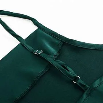 Miessial Women's Spaghetti Straps V Neck Satin Camisole Sleeveless Soft Tank Tops Dark Green 8