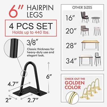 Interesthing Home Hairpin Legs for Versatile Furniture Designs