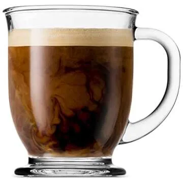 Godinger 15oz Coffee Mug Set - Elegant Glass Mugs for All Hot Beverages