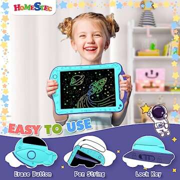 [ClimatePartner Certified] HOMESTEC Astrodraw Drawing Pad, Colorful LCD Writing Tablet for Kids, Doo...
