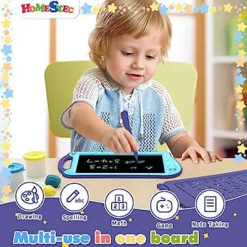 [ClimatePartner Certified] HOMESTEC Astrodraw Drawing Pad, Colorful LCD Writing Tablet for Kids, Doodle Board for Toddlers 3 4 5 6 Years Old, Travel Toy Birthday Gift for Boys Girls (Aqua/Purple)