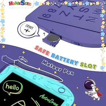 [ClimatePartner Certified] HOMESTEC Astrodraw Drawing Pad, Colorful LCD Writing Tablet for Kids, Doodle Board for Toddlers 3 4 5 6 Years Old, Travel Toy Birthday Gift for Boys Girls (Aqua/Purple)