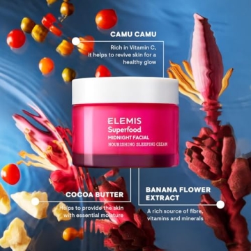 ELEMIS Superfood Midnight Facial, Moisturizer Face Cream, Hydrating Face Moisturizer for Dry Skin, Firming Facial Cream, Camu Camu & Vitamin C Cream