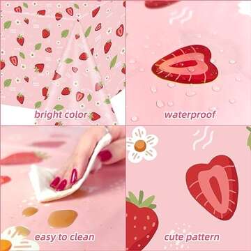 Ayearparty 4 Pack Strawberry Tablecloth Sweet One Birthday Table Cover Berry First Birthday Decorations Plastic Strawberry Theme Party Decor Party Supplies for Girls Baby Shower 108 x 54 in